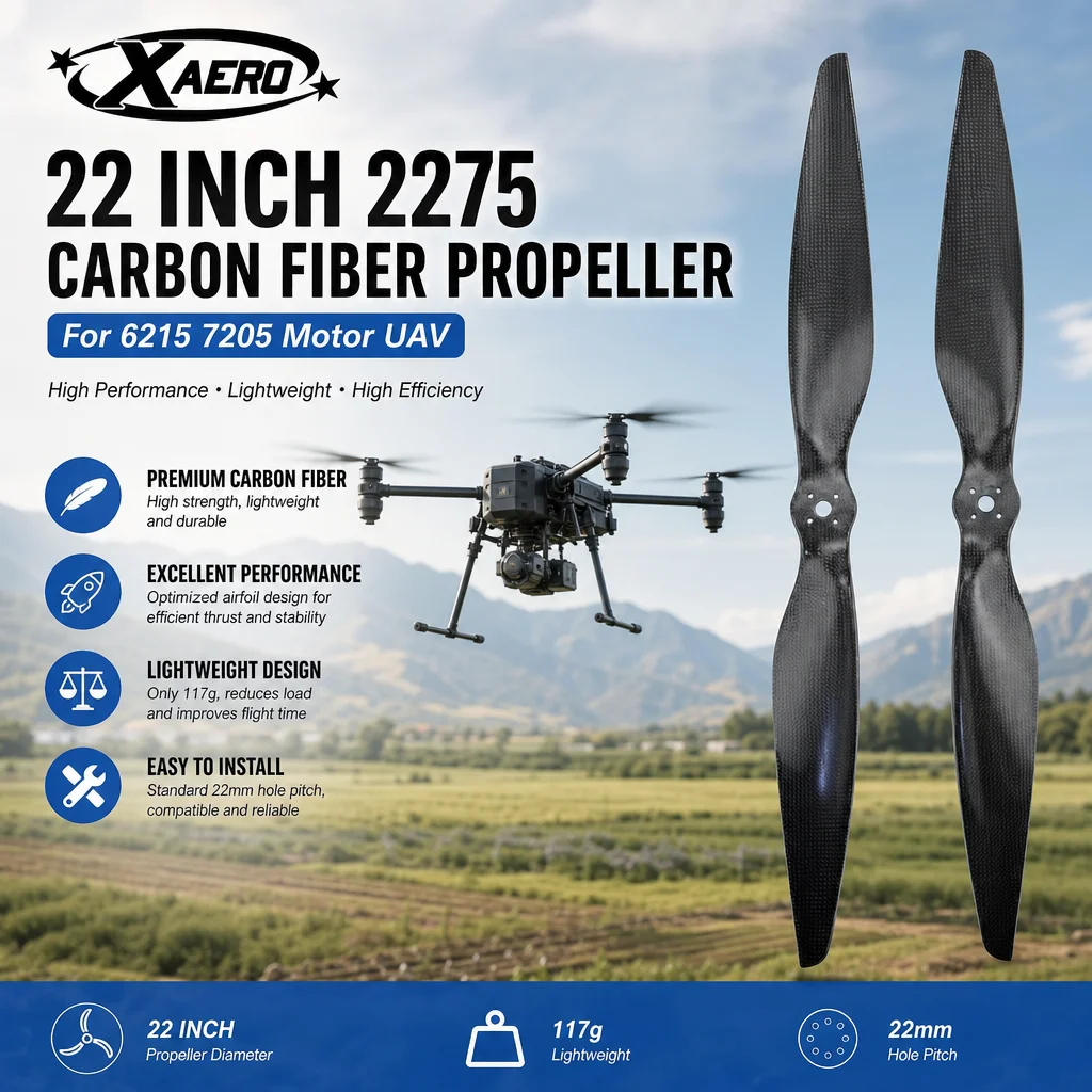 XAERO 22 Zoll 2275 Kohlefaser-Propeller 2-Blatt für 6215 7205 Motor UAV