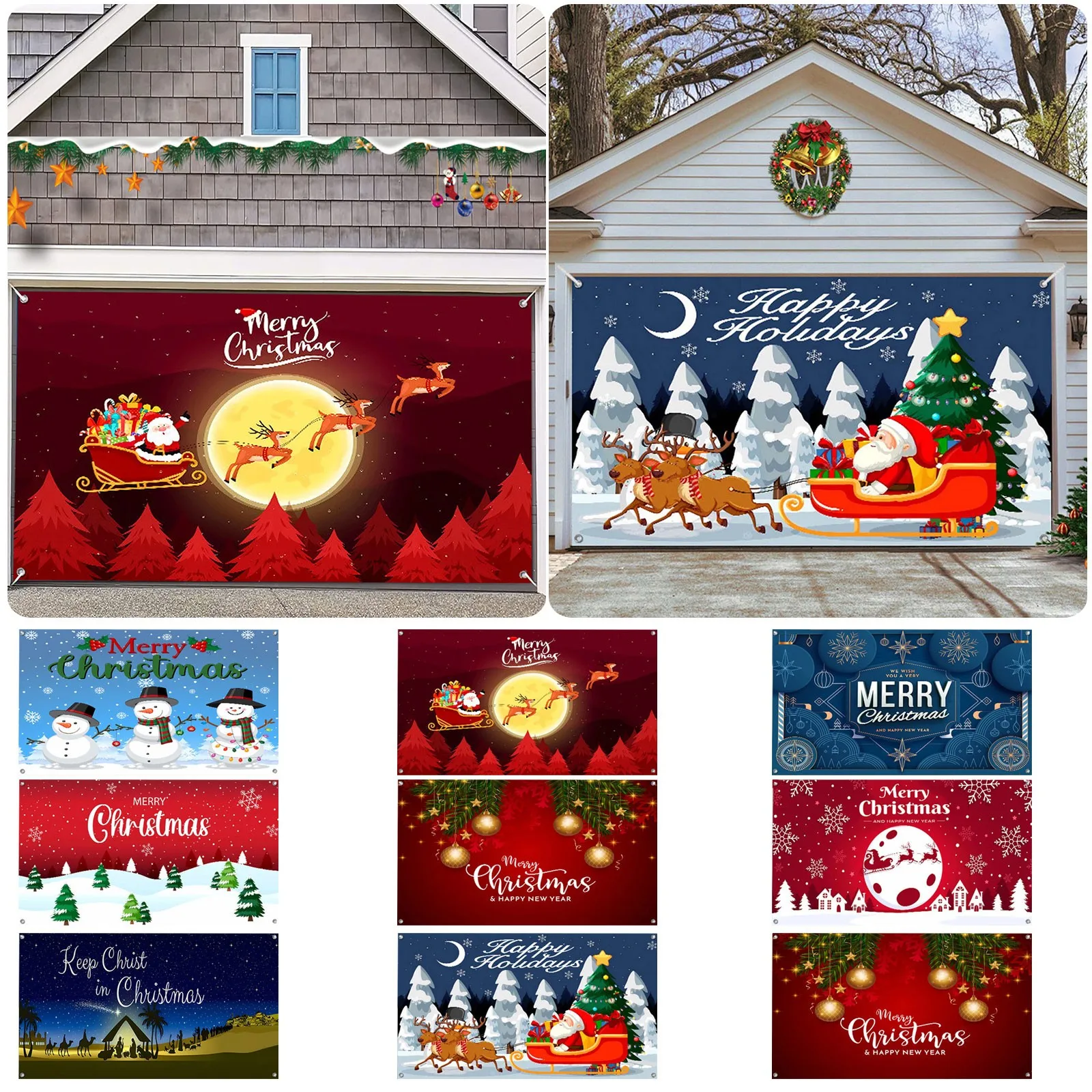 

6 X 13.3 Ft Holy Night Christmas Outdoor Garage Door Banner Red Blue Night Of The Plain Tapestry Tapestry Ceiling Hanging