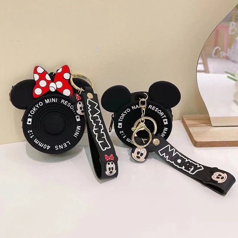 Cute Mickey Minnie Silica Gel Coin Purse Disney Cartoon Anime Kawaii Mini Wallet Portable Pendant Keychain Money Bag 2