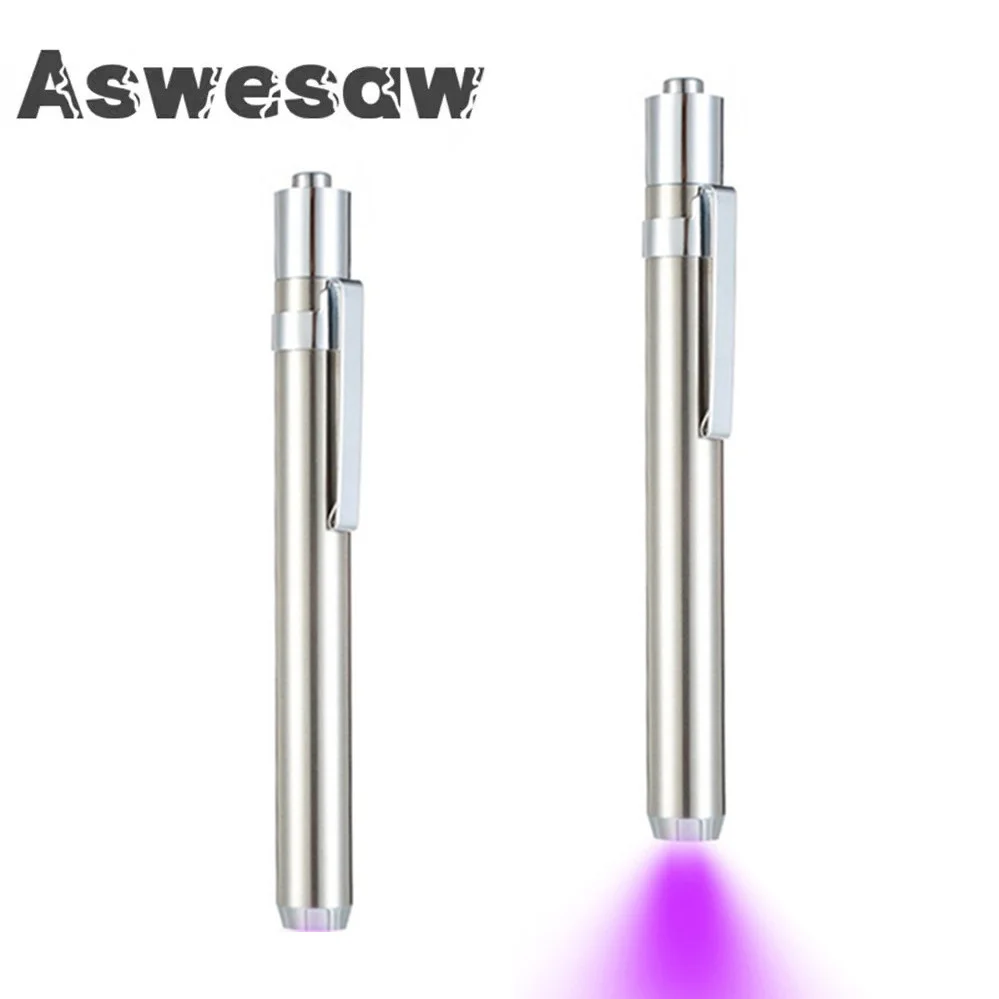

Stainless Steel Mini Lamp Led 395/365 UV Flashlight Torch Ultra Violet Light AAA Battery for Marker Checker Detection