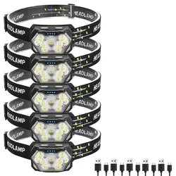 USB Rechargeable Motion Sensor LED Headlamp (5pcs)
