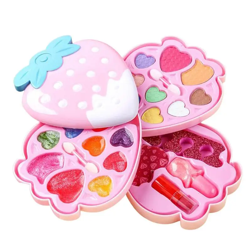 

Kids Makeup Washable Little Girls Princess Make Up Toys Strawberry Modeling Fold Out Makeup Palette Fold Out Makeup Palette For