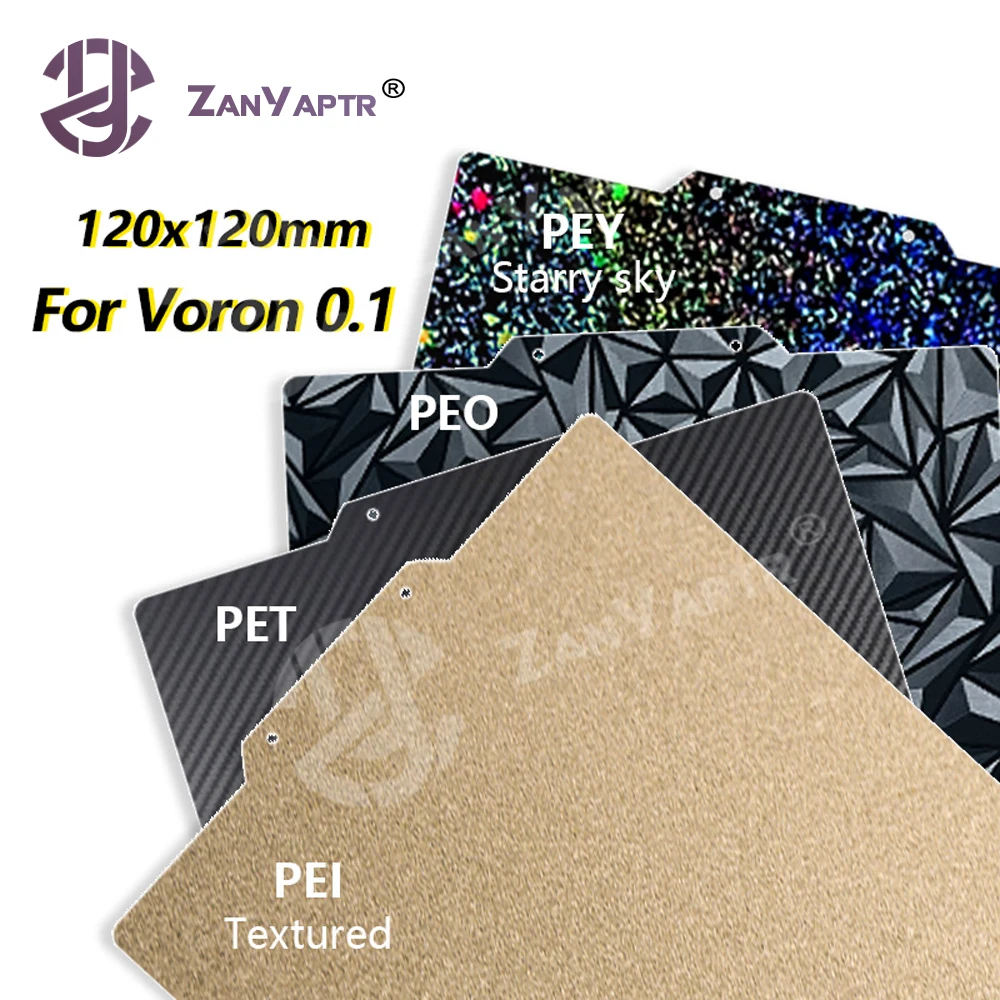 업그레이드 Voron 0.1 빌드 플레이트 질감 PEI + 부드러운 PEO 표면 용수철 강판 인쇄 베드, 마그네틱 베이스 포함, 120x120mm