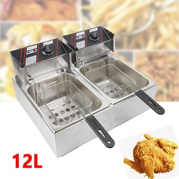 Friggitrice bicilindrico in acciaio inossidabile 220V/50Hz 12L color argento 5KW 1