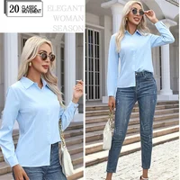 Femmes printemps automne Style Blouses chemises dame décontracté à manches longues col rabattu couleur unie Blouse hauts 6
