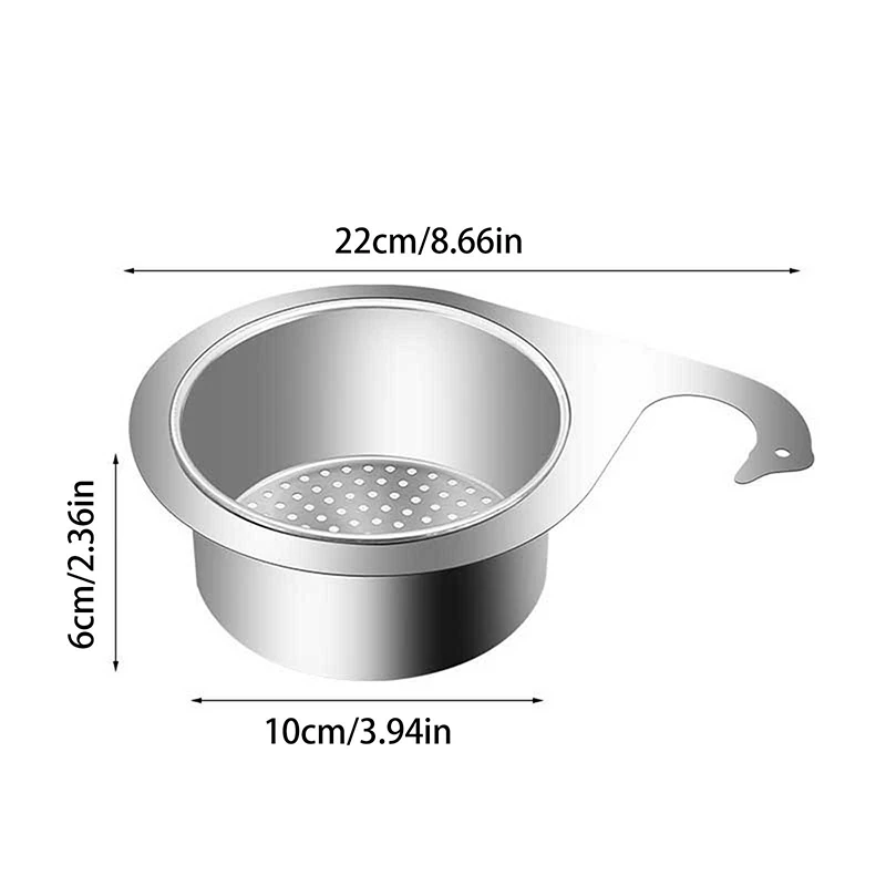Sink Drain Basket Dish Filter Storage Shelf Kitchen Bathroom Stainless Steel