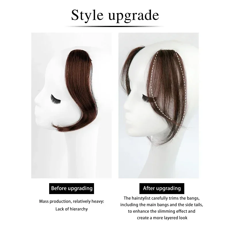 Seamless Natural Invisible Bangs Wig Female Figure-eight Bangs Human Hair on Both Sides Wig Patch Traceless 2Pcs human hair bangs