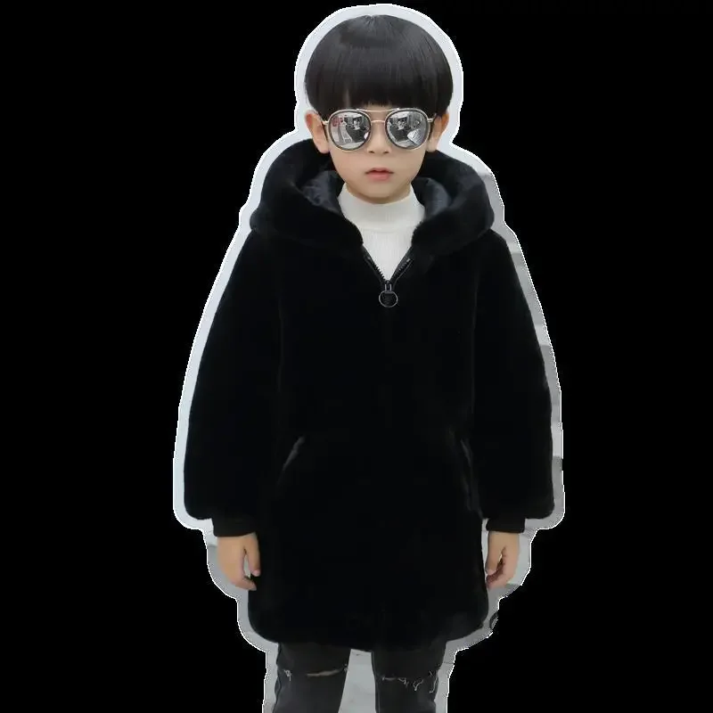 Winter Jacket Girls Boys Coat Kids Coats with Faux Fur Boys Winter Jacket Girls Outerwear Coats Fashion Solid