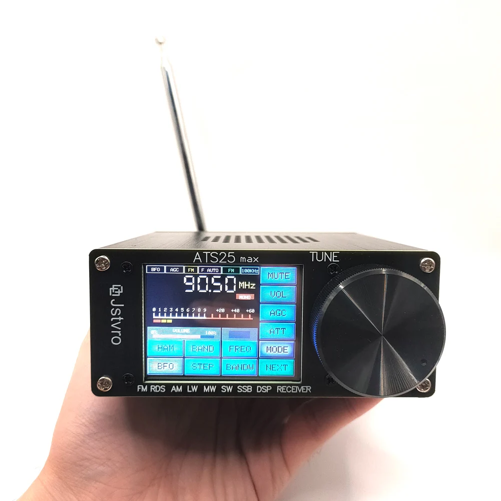

ATS25 Radio Receiver FM AM Aluminum Alloy Max Si4732 All-Band Radio Receiver 2.4 Inch Touch Screen with Antenna Built in Battery