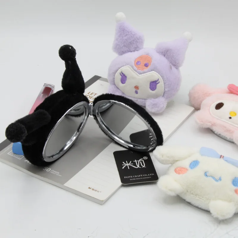 

Sanrio Hellokitty Mymelody Pachacco Kuromi Cinnamoroll Plush Mirror Double-sided Folding Mirror Three-dimensional Figure Mirror