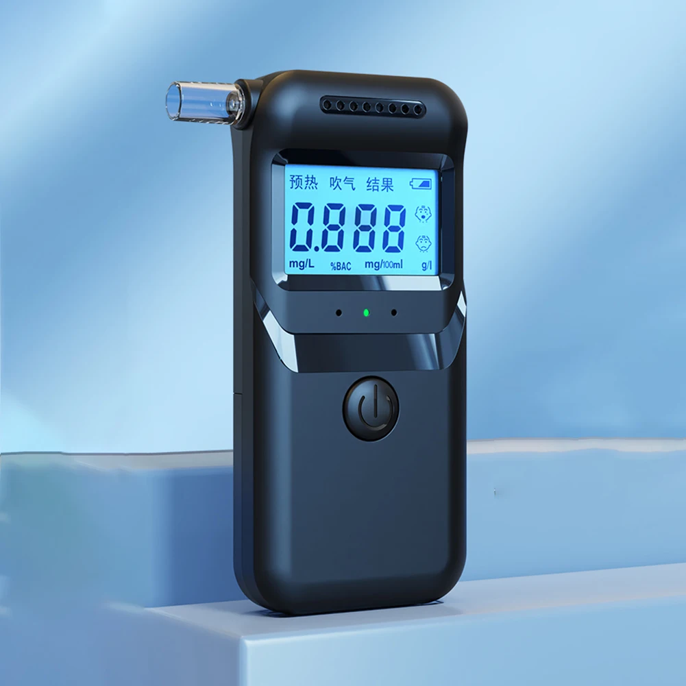 Digital Portable Breathalyzer Accurate LCD Display Alcohol Detector with 5 Mouthpieces Drunk Driving Analyzer for Home Party Use