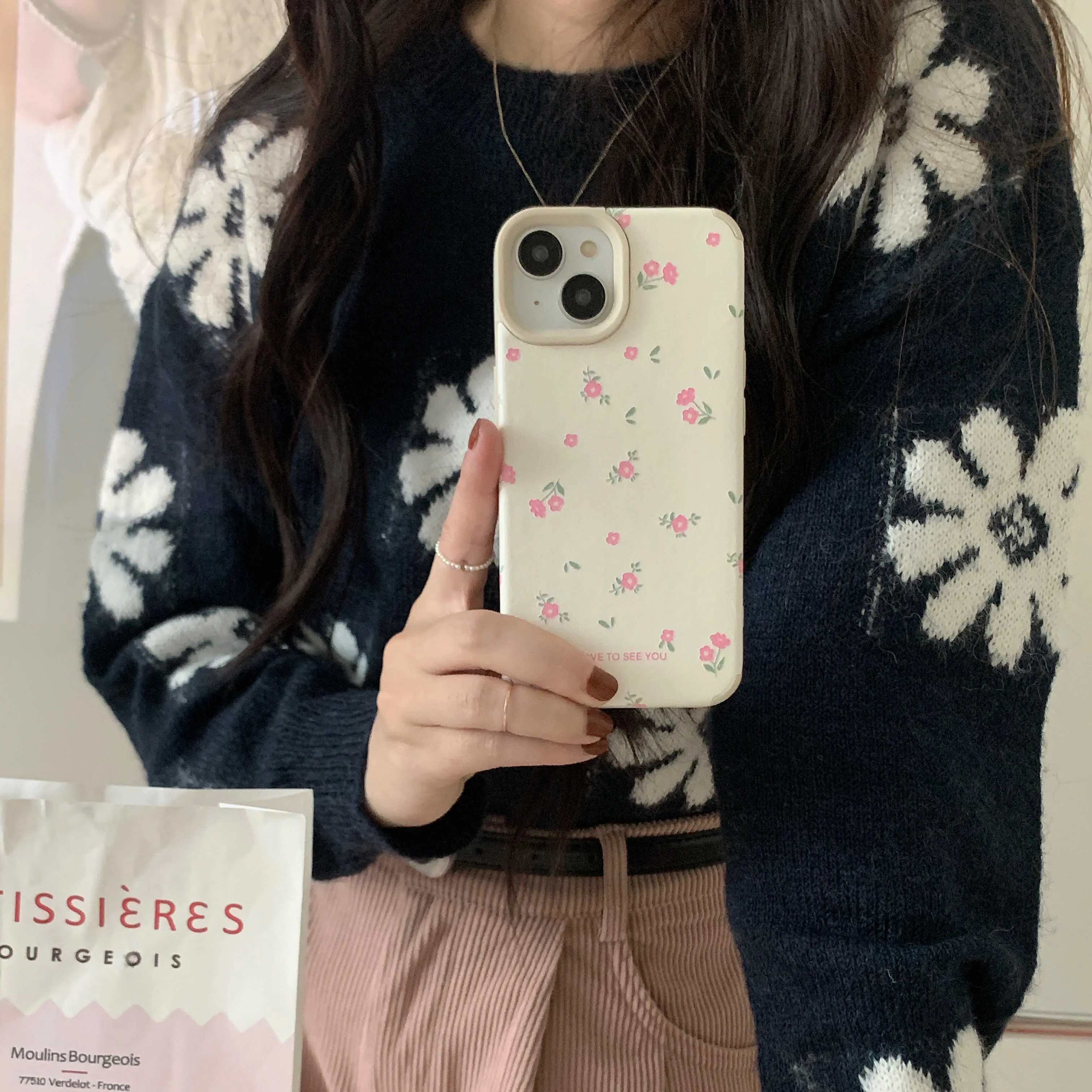 Little Flower Soft Leather iPhone Case