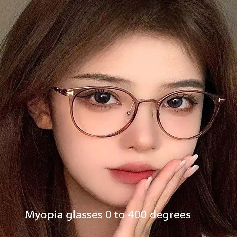 

9898 South Korea's latest retro ultra-light TR90 optical frames female, anti-blue glasses male oval myopia degree 0-400 degrees