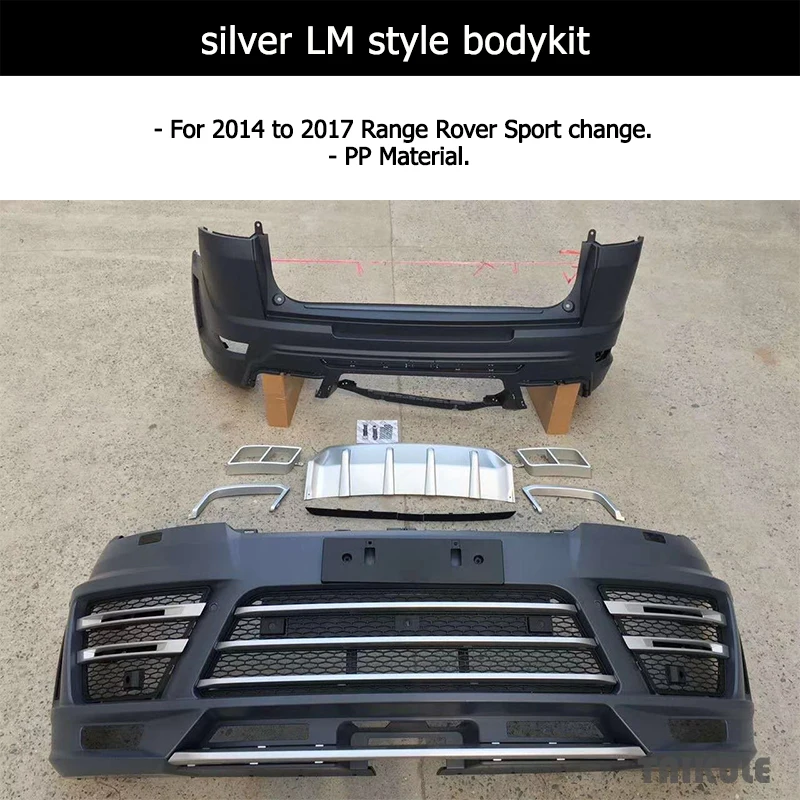 thumbnail image 1 of Para Range Rover Sport 2014 a 2017, cambie el kit de carrocería estilo LM, la parrilla negra brillante, el parachoques delantero de material PP, agregue imprimación de borde delantero, 1 of 5