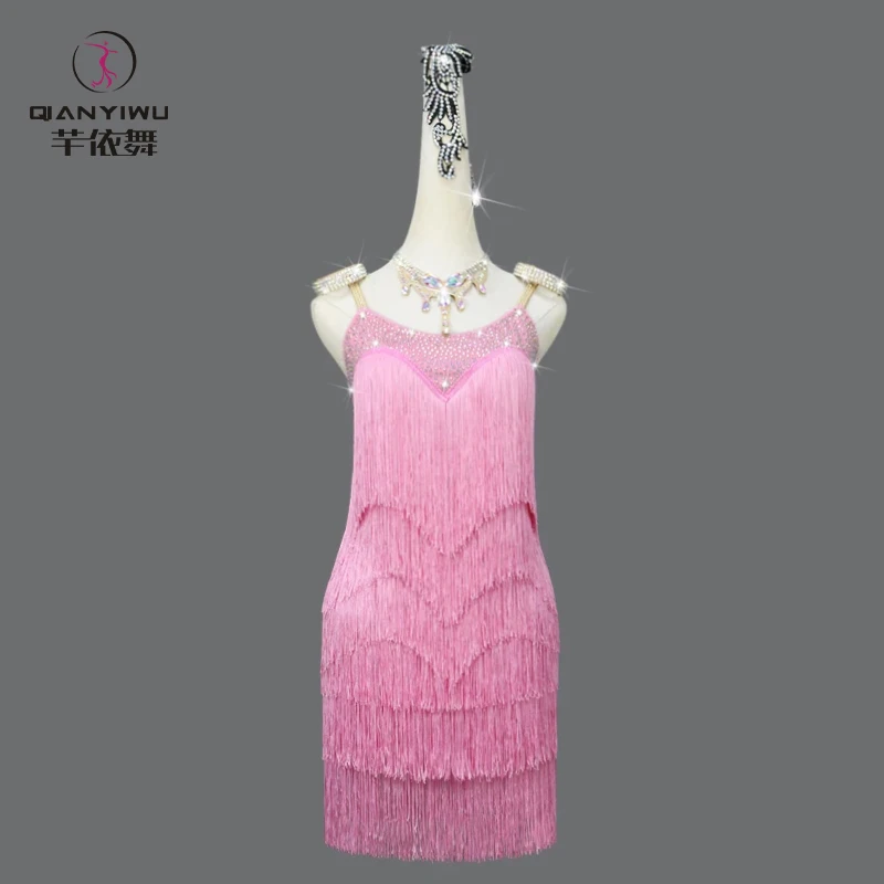 

New Latin Dance Dress Professional Women Ballroom Party Fringe Skirts Line Suit Practice Wear Prom Costume Cha-Cha Cabaret Girls