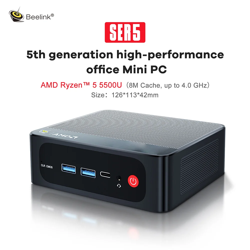 ミニPC Beelink SER5 (AMD Ryzen 5 5500U) Beelink SER5 Mini PC, AMD Ryzen 5 5500U(7nm, 6C/12T) up to