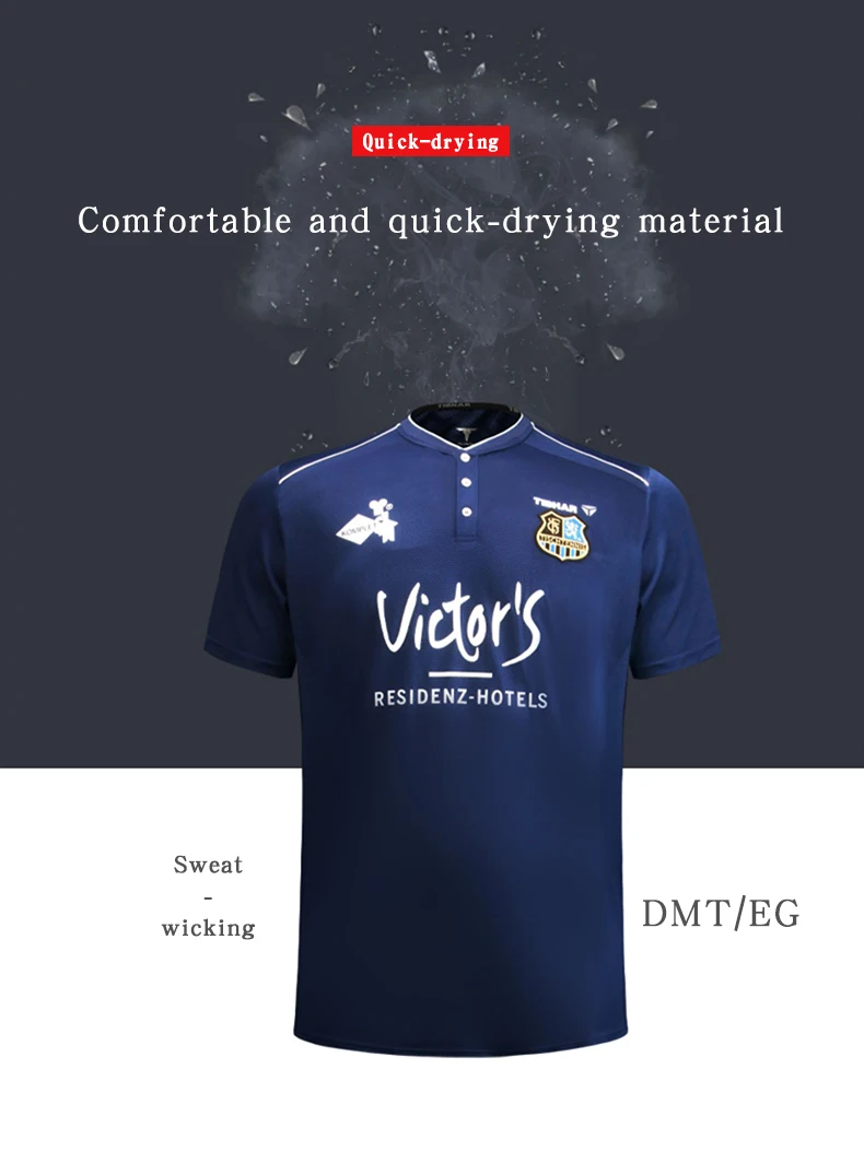 TIBHAR Ping Pong Clothing Short-Sleeved Quick-Drying Table Tennis Competition Attire Champions League Sports Clothing