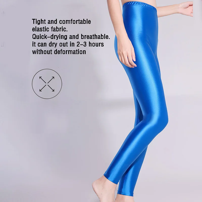 Glossy High Waist Yoga Fitness Pants Leggings Sexy Shiny Sports Tight Silky Smooth Fetish Workout Leggings