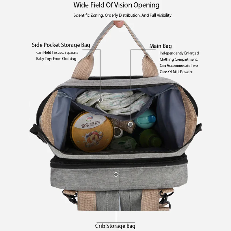 New High-Capacity Portable Foldable Baby Crib Backpack Mommy Bag Korean Version Women's Hanging Stroller Mother And Baby Bag