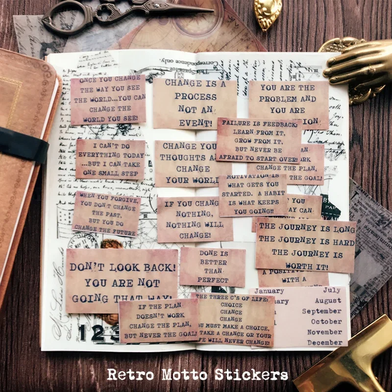 17Pcs Tim Holtz Style Inspirational Phrase Stickers Vintage Junk Journal Ephemera Aesthetic Stickers Album Scrapbooking Material decorative stickers self adhesive stickers stationery stickers paper stickers adhesive stickers decorative labels stickers diy scrapbooking accessories