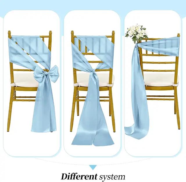 Ceintures de chaise en Satin, nœuds universels, attaches de ruban, ceinture arrière pour événements de fête de mariage, Banquets, décoration de couverture de chaise, 10/50 pièces 2