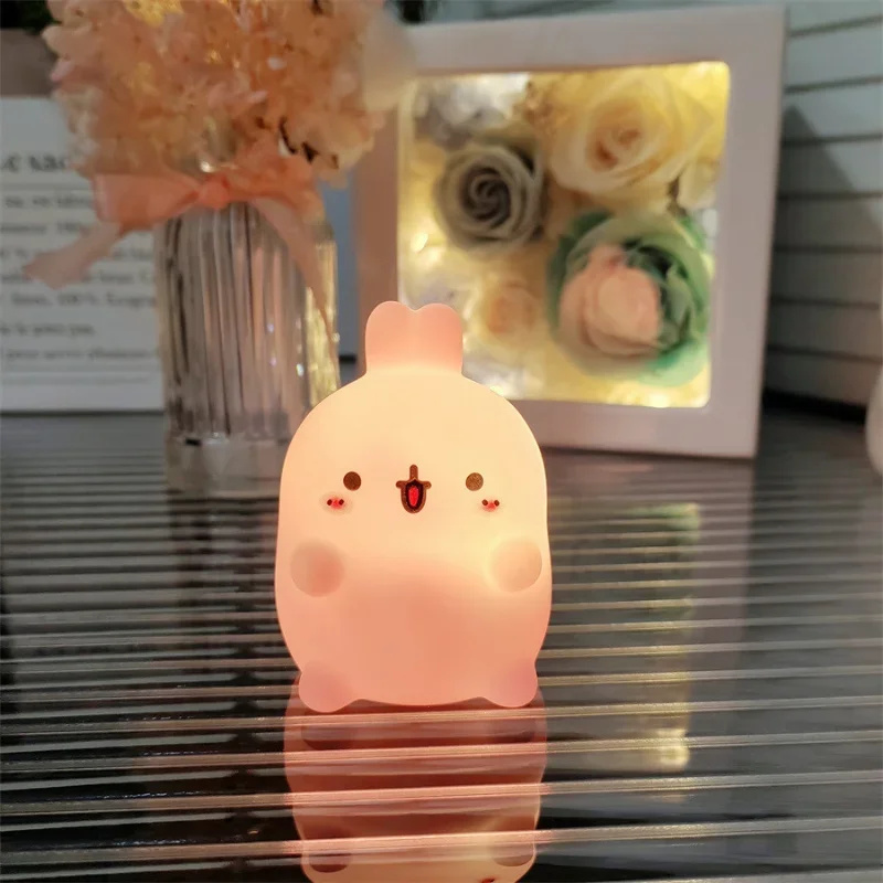 Rabbit Night Light LED Small Table Light Bedhead Bedroom Non Plug in Floor Stand Creative Atmosphere Night Light Decoration