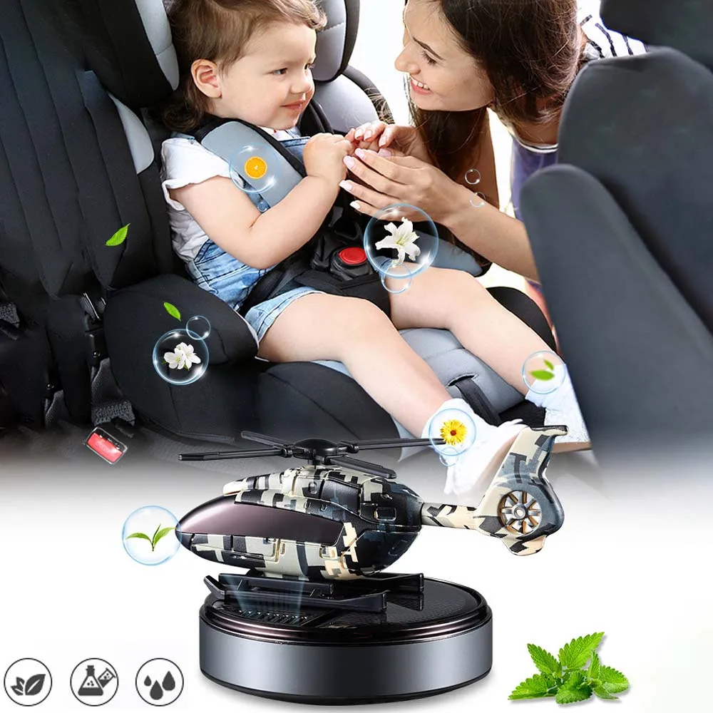 Air Freshener Helicopter Car Air Freshener Solar Automatic Rotation Propeller Essential Oil Diffuser Dashboard Perfume Decoration Ornament
