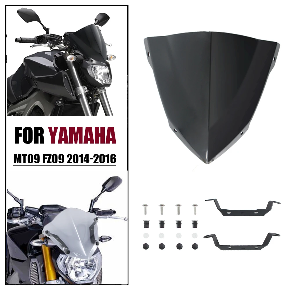 

Motorcycle Street Bike Windshield Front Sports Screen For Yamaha MT09 MT-09 2014 2015 2016 MT 09 FZ09 FZ-09 Flyscreen Deflector