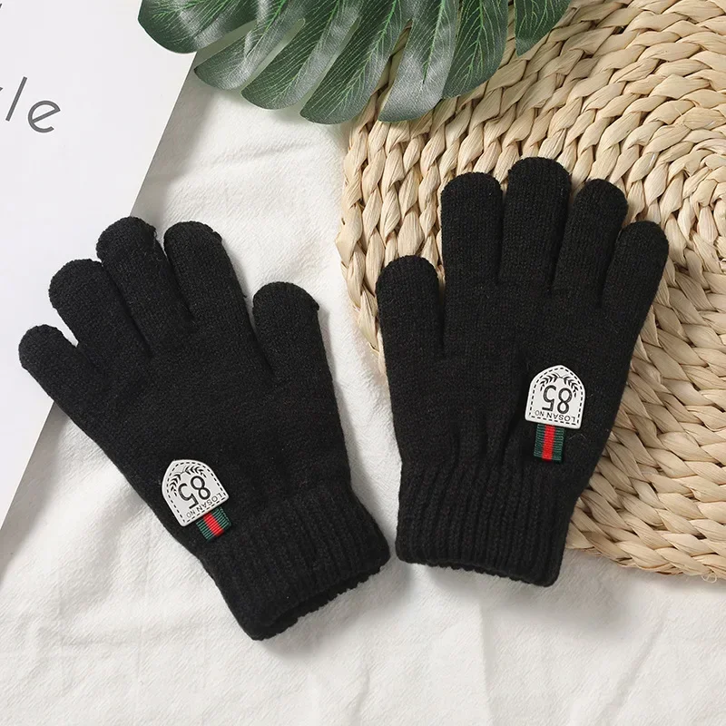 Kids Gloves Winter Full Finger Gloves Knitted Soft Children Mittens 6-12Y Boys Girls Gloves Thick Keep Warm Autumn Glove 3