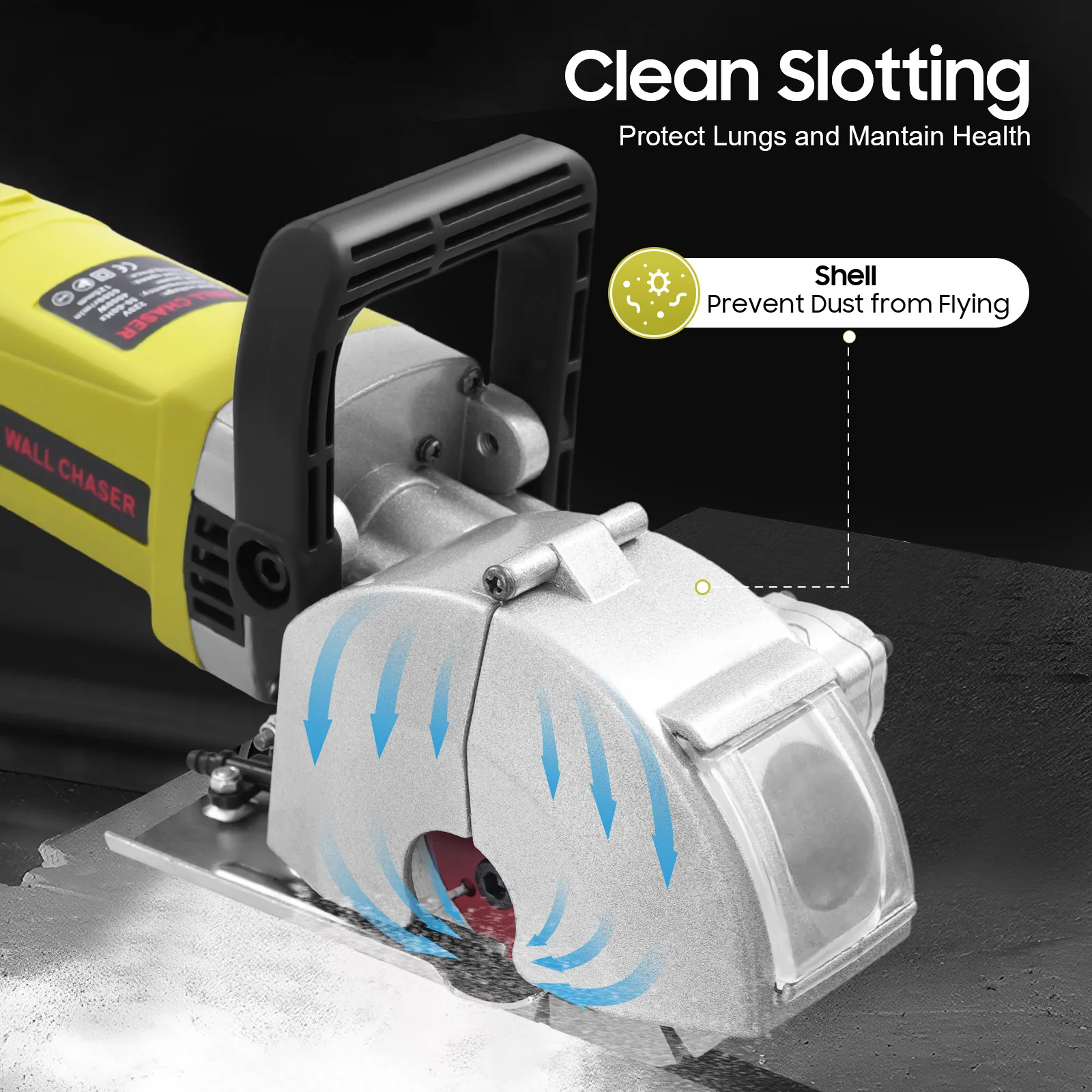 thumbnail image 2 of Professional 5000W Wall Chaser With Dual Dust Removal – Adjustable Depth & Width, Laser Guide, For Concrete, Brick, Tile Cutting 2 of 14