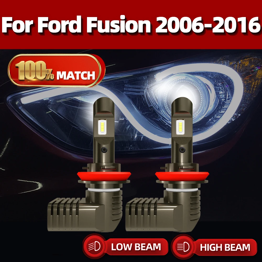 

H11 40000LM Canbus LED Headlights 12V 6000K White Turbo Auto Headlamps For Ford Fusion 2006-2010 2011 2012 2013 2014 2015 2016