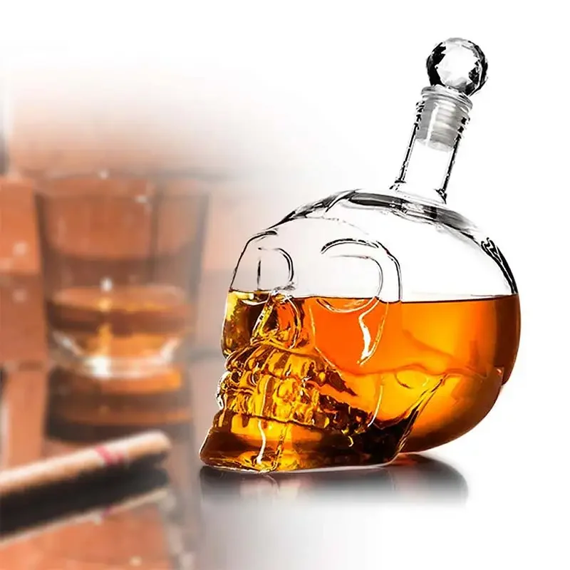 Description Picture 5 of item350-1000ml Creative Skull Glass Wine Bottle Whisky Wine Crystal Cup Transparent Drinking Drinkware Personality Bar Set Tool Gift