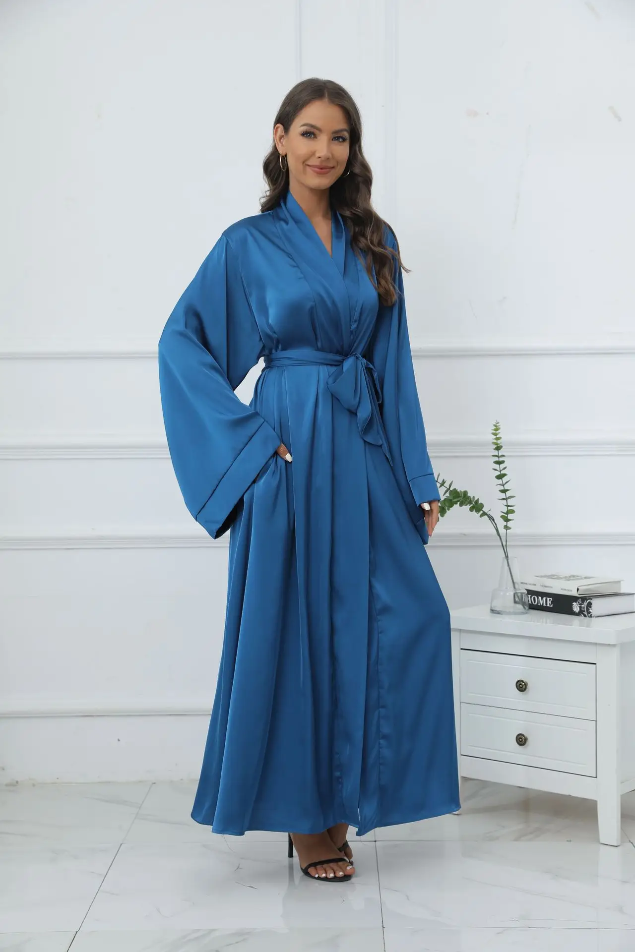Elegant Open Abaya Belt Turkey Muslim Hijab Dress Eid Abayas for Women Dubai Luxury Islam Clothes Kaftan Kimono Femme Musulmane