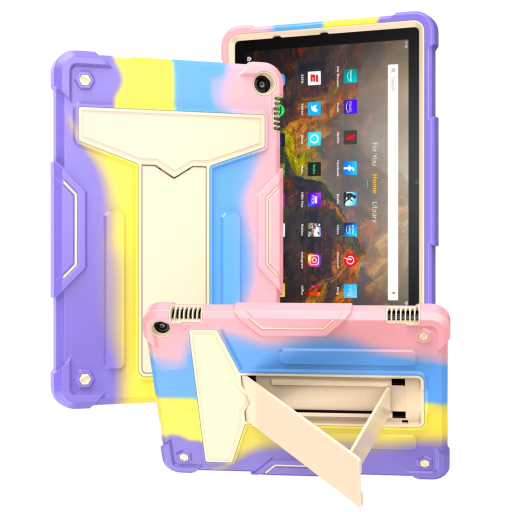 Custodia Per Amazon Fire Hd 10 Plus 2021 11Th Generation Hybrid Cover Antiurto Cavalletto Funzionale Integrato Guscio Colorato Funda