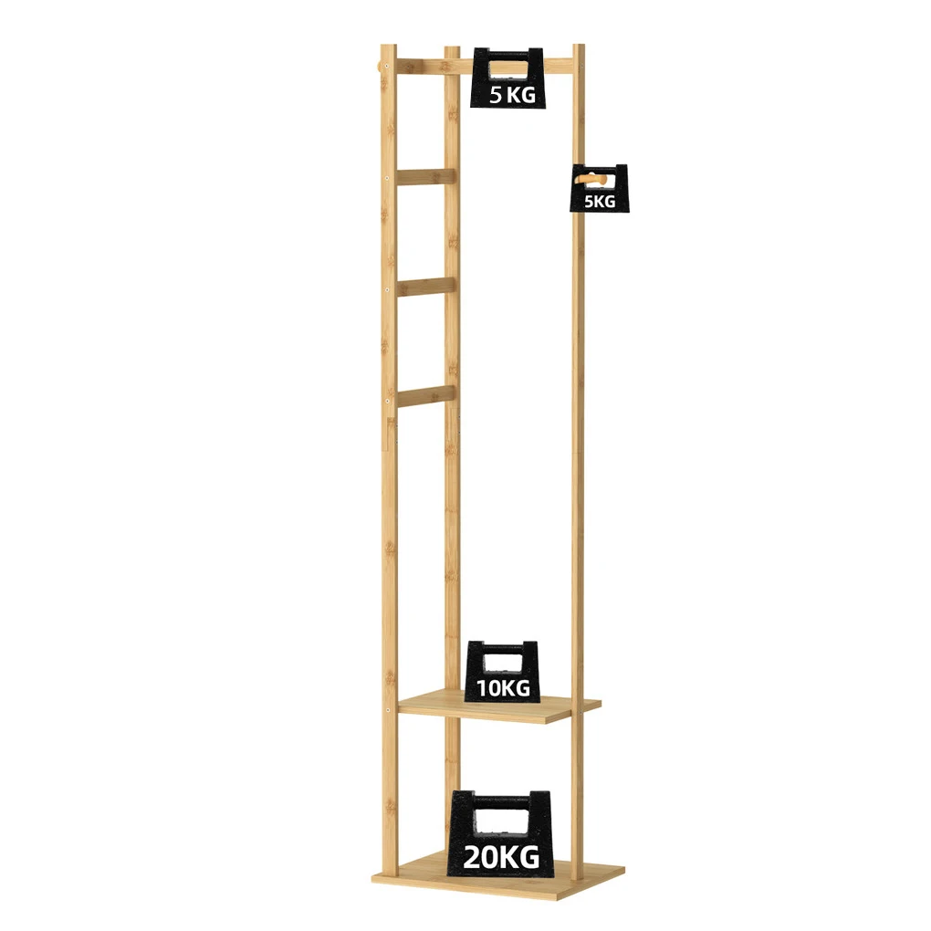 Bamboo Corner Coat Rack Stand Hall Tree Entryway Clothing Organizer Eco-Friendly Storage for Living Room Bedroom - 3
