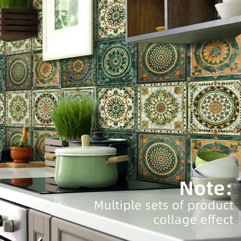 10pcs/20pcs Decorative European Mandala Self-adhesive Ceramic Tile Stickers for Kitchen Dining Room Stove Wall Stickers 15cm 1