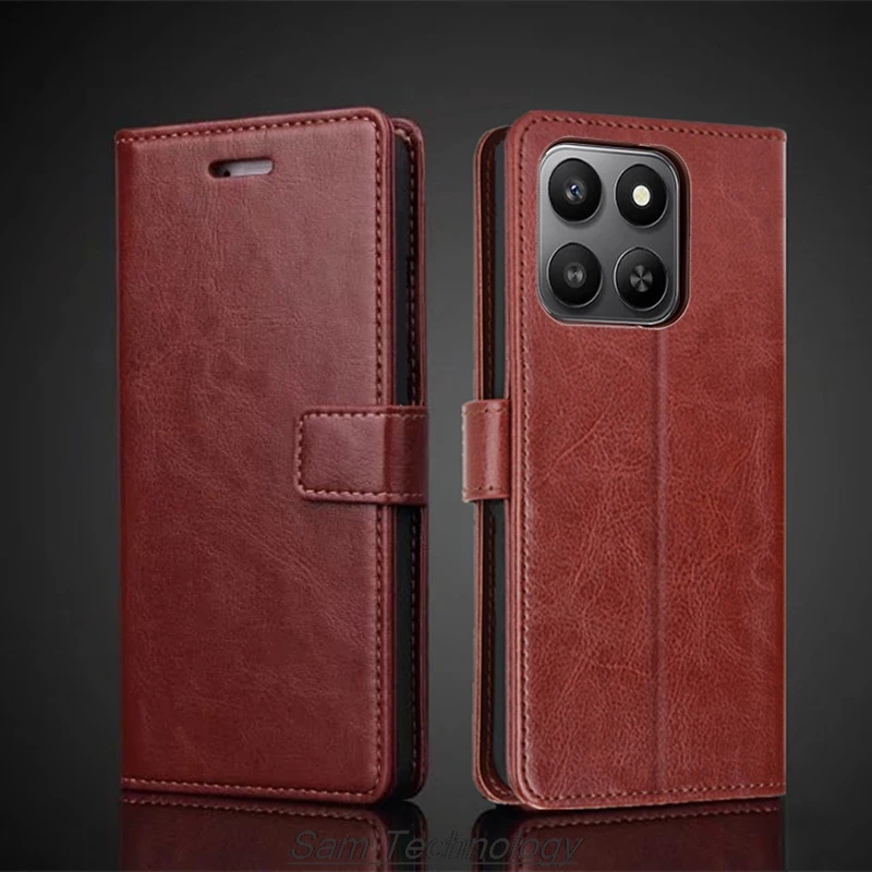 Premium PU Leather Flip Wallet Case - Card Holder & Retro Design