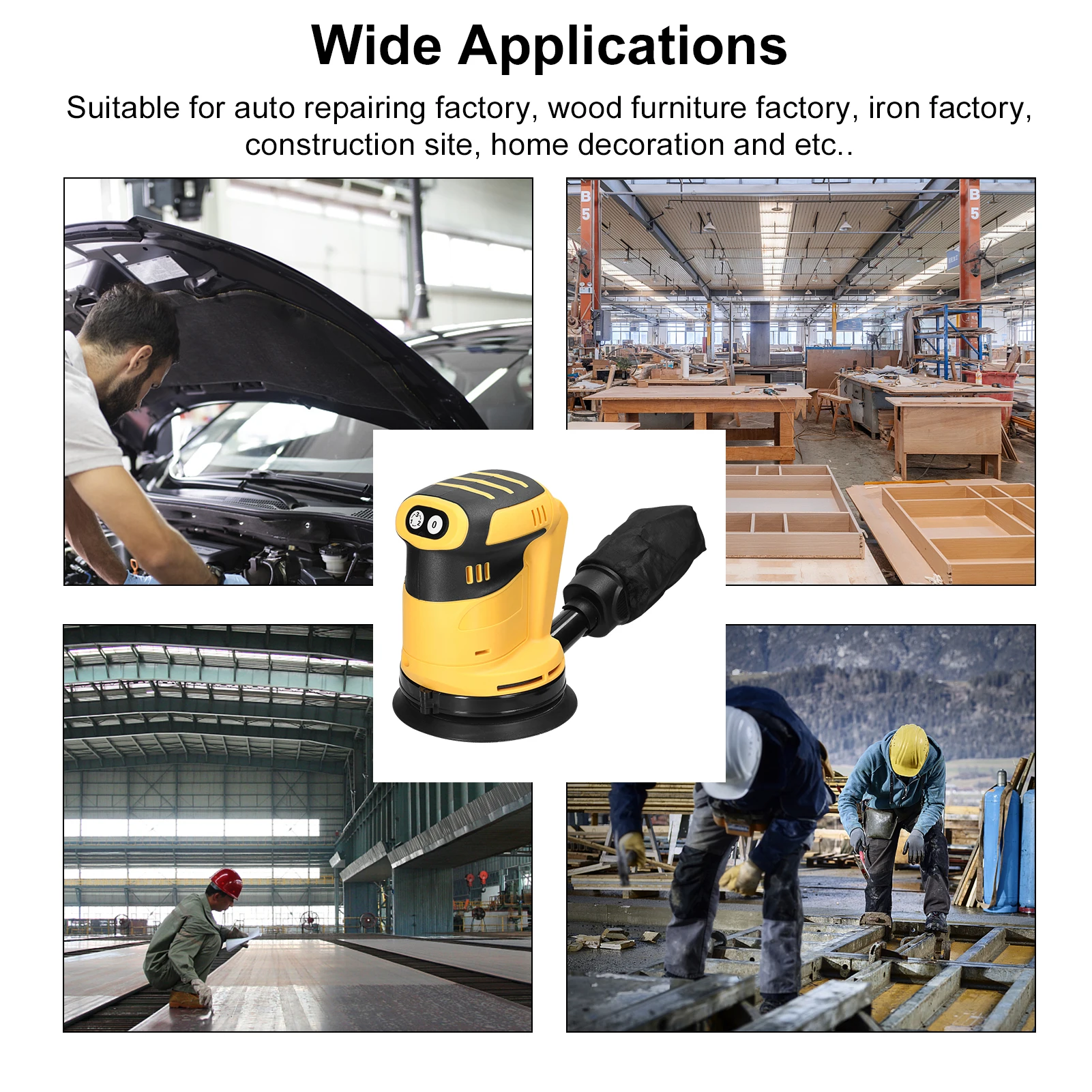 125 mm Orbital Sander Car Polisher Wood and Metal Polisher For Dewalt/Makita Battery Rechargeable Electric 5
