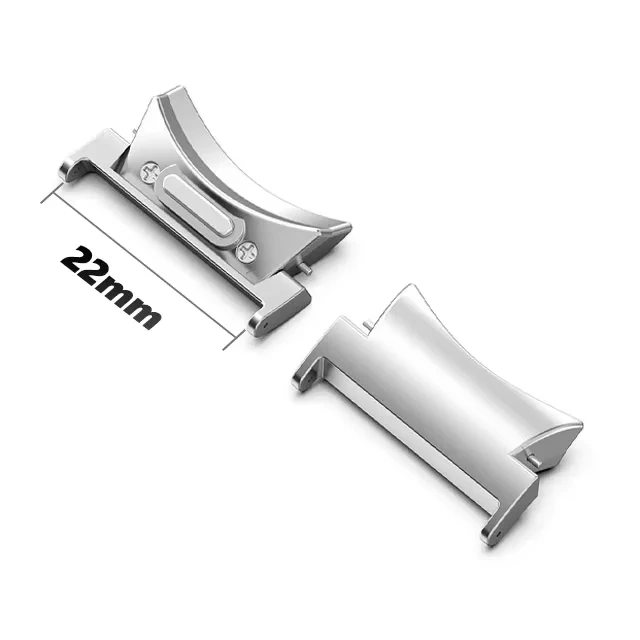 Stainless Steel No-Gap Watch Connector Adapter, 20mm/22mm Pair