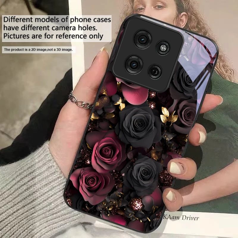 Wine Red Floral Petals Glass Phone Case