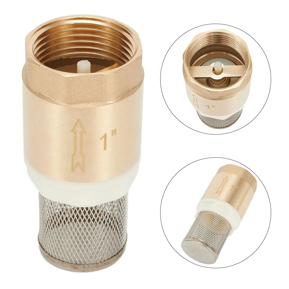 1pc Bottom Well Brass Foot Valve DN25 Copper Water Pump Inlet Pipe With Filter Vertical Check Valve BSP Internal Thread 1 Inch