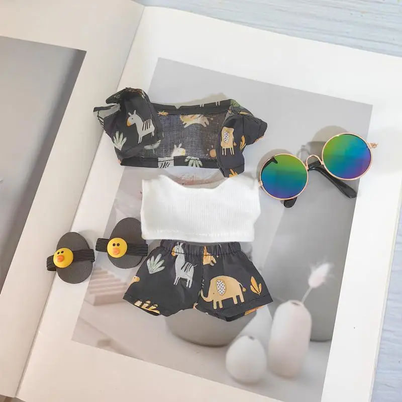 thumbnail image 1 of Lababu-Conjunto de ropa de playa de Estilo Hawaiano de longitud completa, camisa de muñeca de vinilo, pantalones, gafas, traje de zapatos, 17cm, 1 Juego, 1 of 5