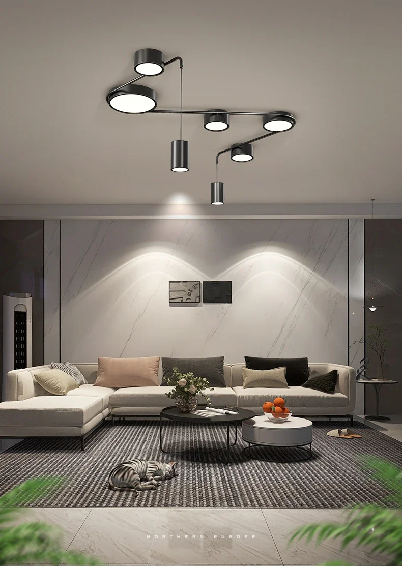 Description Picture 2 of itemModern Minimalist Ceiling Lights Nordic Black Led Ceiling Chandelier For Living Room Bedroom Hallway Indoor Lighting