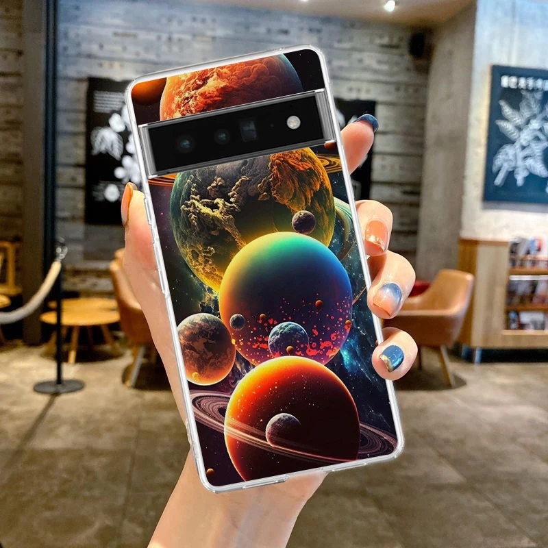 Vibrant Planet Design Soft TPU Phone Case - Transparent Protective Shell Cover