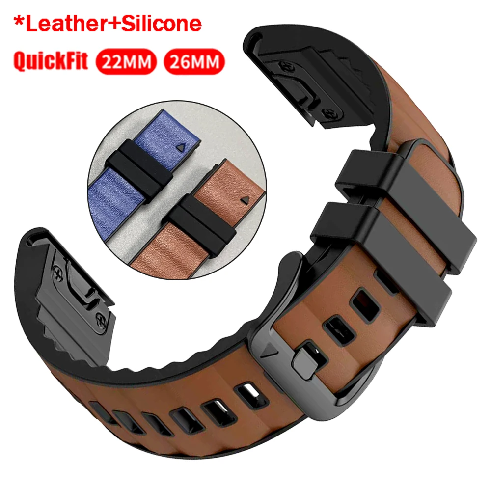 Premium Leather & Silicone Strap – QuickFit 26mm/22mm Band