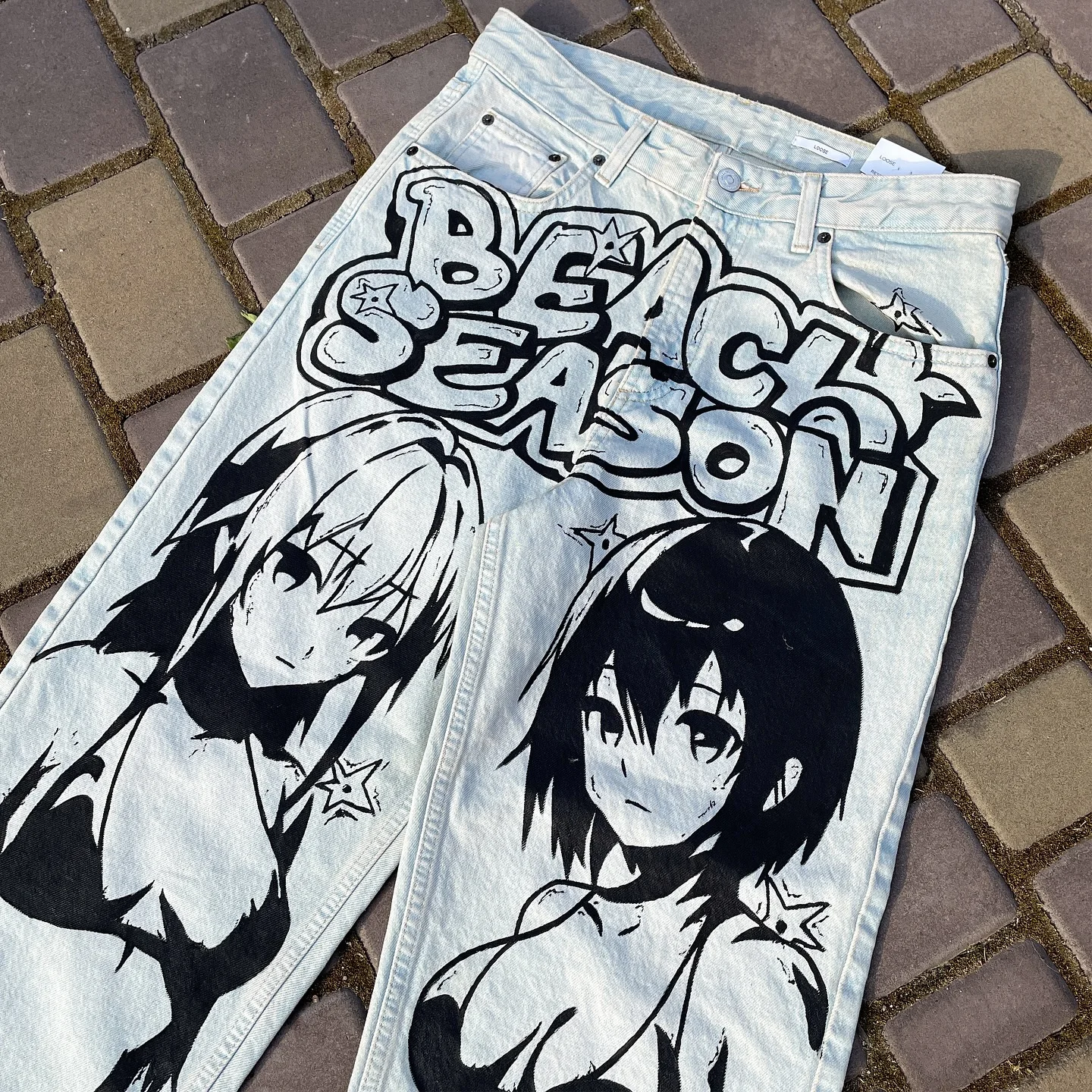 Bikini Anime Sexy Girl Print Baggy Jeans New Style Wide Leg Trouser Y2k Harajuku Popular Streetwear Men Women High Waist Pants 3