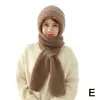 Winter Knitted Integrated Hat Thickened Knitted Skullies Hat Ear Protection Scarf Warm Beanies Cap Hooded Scarf For Outdoor Ski 4