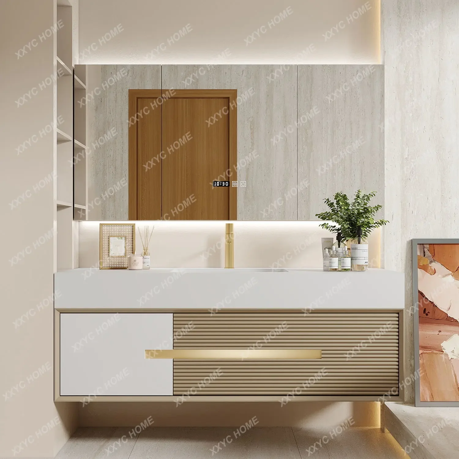 Bathroom Cabinet Combination Simple Smart Cabinet French Cream Style Washstand Wash Basin Combination