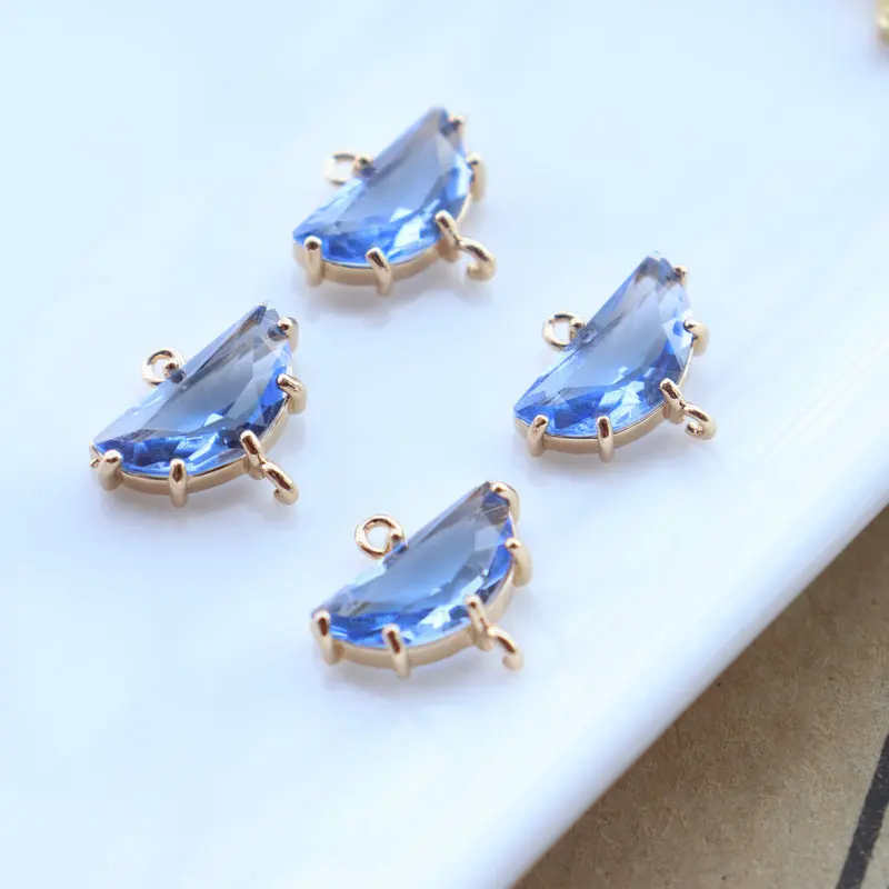 Kupfer Zirkon Zirkon Kupfer vergoldet Kristall umrandet fächerförmige Charms Stecker 10 teile/los für DIY Schmuck machen Zubehör – Detail 8