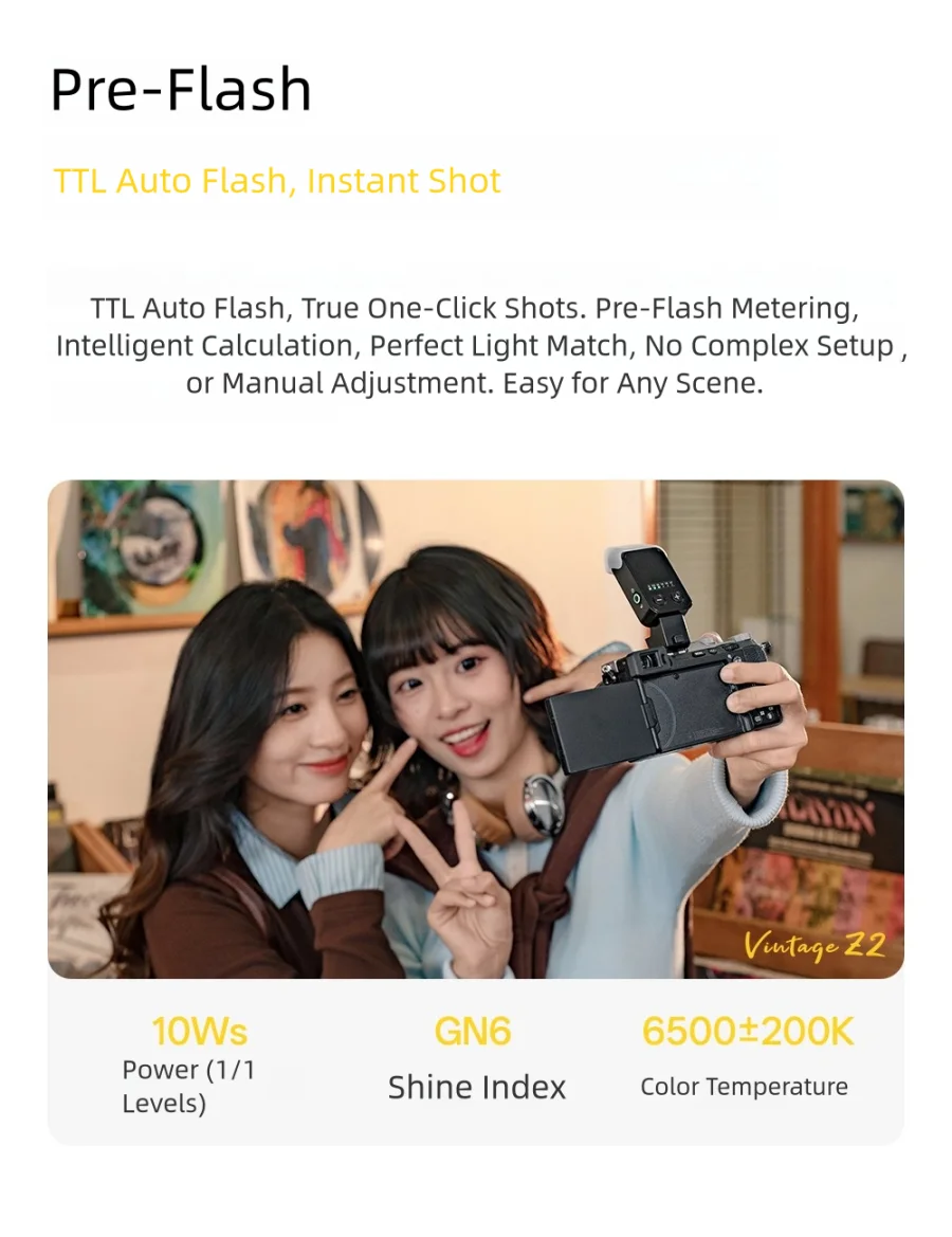 VILTROX 빈티지 Z2 세트탑 플래시 TTL 자동 측광 마이크로 SLR 카메라 미니 접이식 핫슈 라이트 전문가용 소형 조명